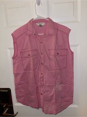 AS IS Clementine Pink Sleeveless Button-Front Shirt - Size Large